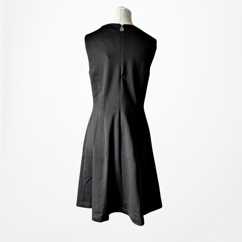 Vintage Y2K 90s Black Button Front A-Line Fit Flared Knee Length Dress Size M - Picture 7 of 9